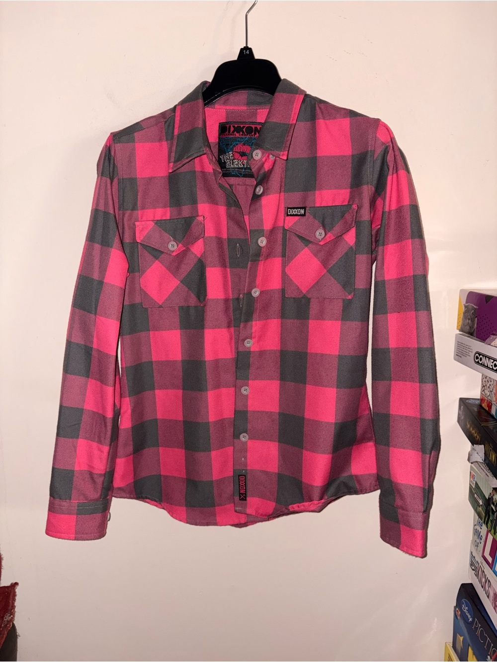 NWOT DIXXON Flannel Button Down Shirt Pink plaid size M